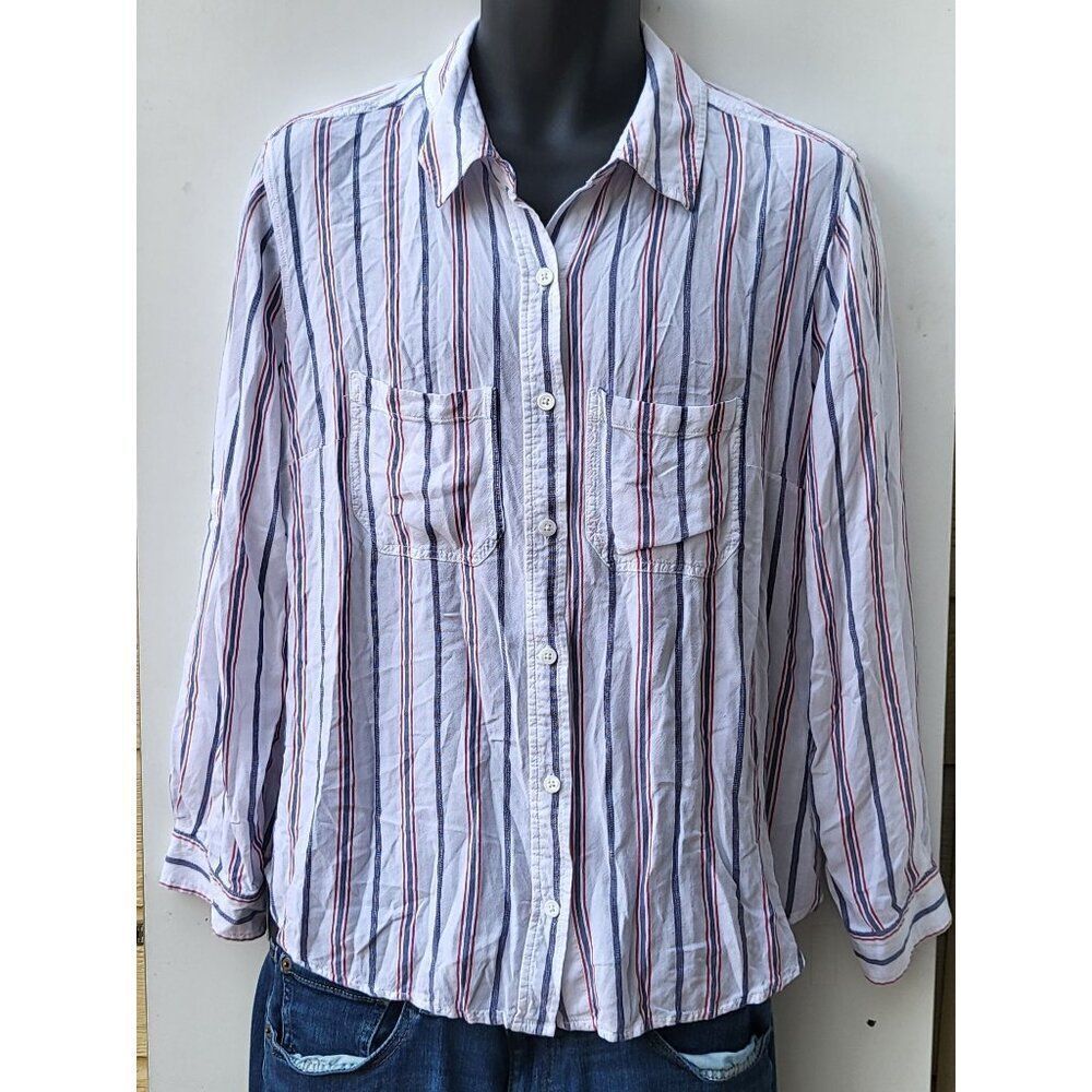 Liverpool Los Angeles Button‎ Down Shirt Women Sz XL Striped Collared Boho
